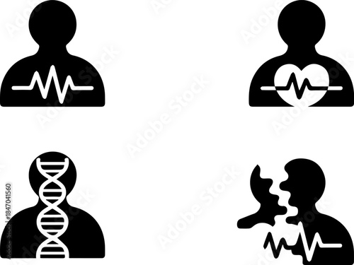 Medical and genetic icons for health and biotechnology concepts