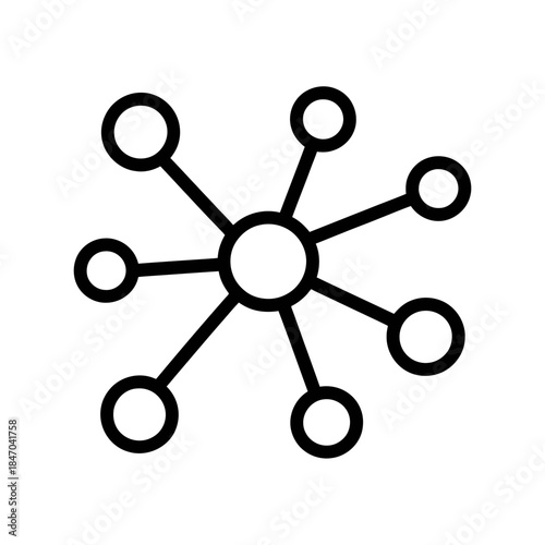 Minimalist hub and spoke diagram with central node and eight radial connections
