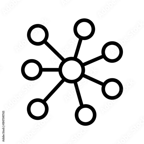 Minimalist hub and spoke diagram with central node and eight radial connections