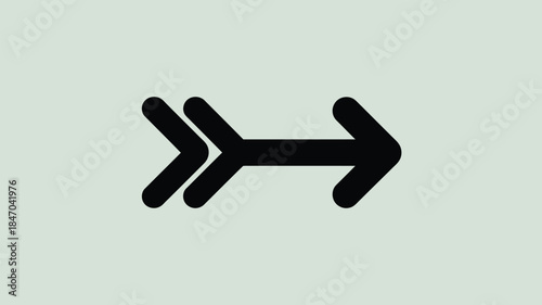 Modern black arrow symbol pointing rightward with dual left tips