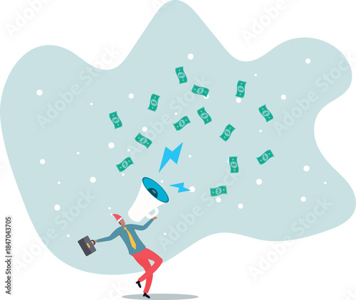 Referral marketing, investment or profit opportunity, salesman or marketing campaign promotion,about a man and his life.