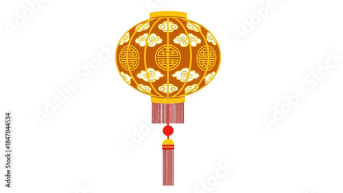 Traditional Chinese Lantern with Ornate Patterns on White Background