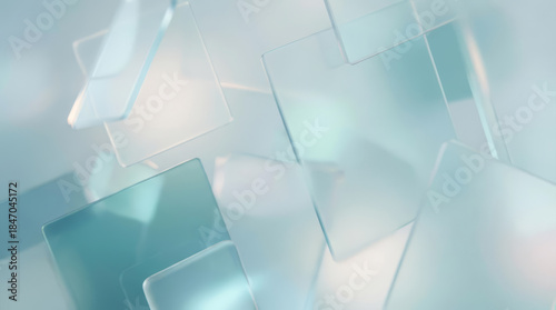 Soft Abstract Translucent Glass Squares Background with Blue and Teal Tones