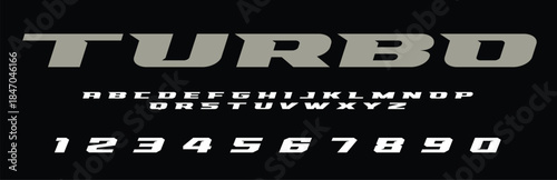 Turbo Lettering Font Alphabet Vector Design High Speed Racing Inspired Bold Dynamic Typeface for Automotive Posters Stickers Sports Cars T Shirts and Modern Motion Graphic Projects