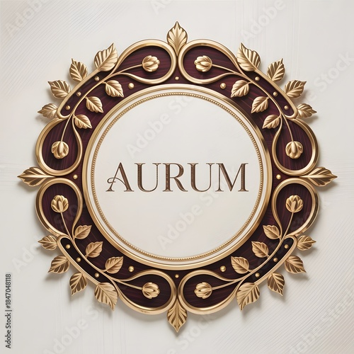 Vintage gold frame with elegant floral ornament on a classic decorative background
