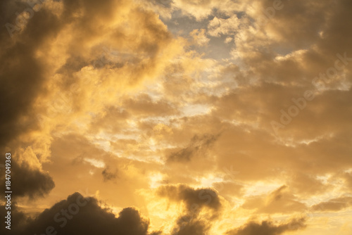 Beautiful sunrise sky and clouds after rain.