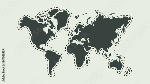World map illustration with dotted outline on light green background