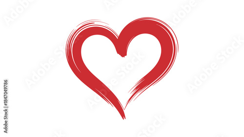 Vibrant red heart symbol on white background for love concepts