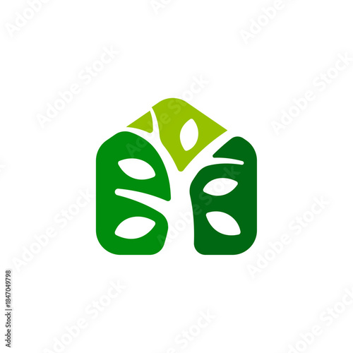 Green Home Tree Logo Eco Environment Icon