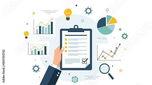 Business analysis and strategy planning with infographics