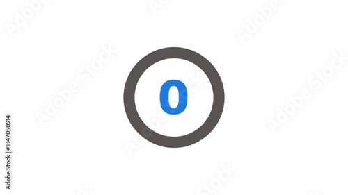 Countdown timer animation from 5 to 0 second . Countdown animation from 5 to 0 sec on white background