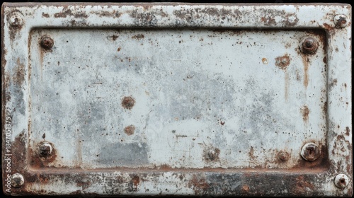 Old Faded Tin Plate with Rust Marks and Paint Peeling Off, Perfect for Vintage Decor or Industrial Design Projects