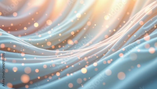 Soft flowing fabric with gentle light and bokeh effect creating a serene and elegant atmosphere in pastel tones
