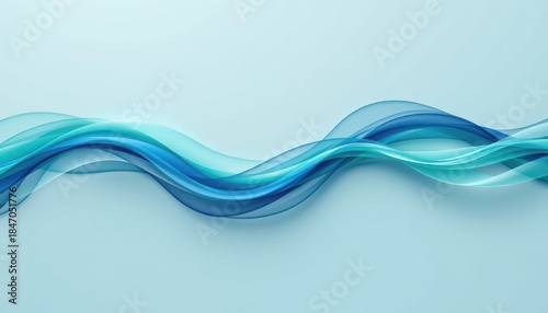 Flowing Abstract Waves in Blue and Teal Hues on Soft Light Background for Modern Design Projects