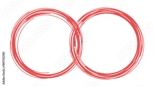 Vibrant red infinity symbol on white background