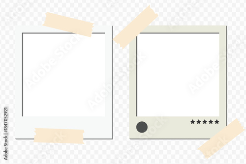 Polaroid card frame business template set with natural plant design, empty photo placeholder vector background