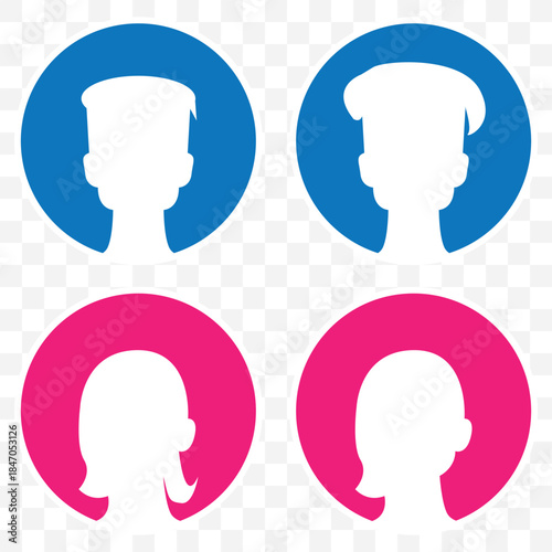  Modern flat cartoon vector illustration of user faces. Character headshots for social media or team. People avatars. Set of modern design avatar icons. EPS 10.
