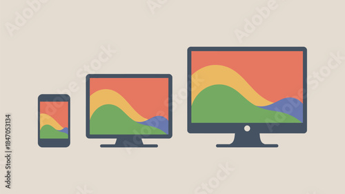 Responsive design across devices with colorful screen displays