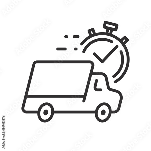 Fast delivery truck icon. Shipping icon. Quick move. Express delivery. Vector illustration EPS 10.