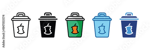 Compost Bin Icon Set Multiple Style Collection