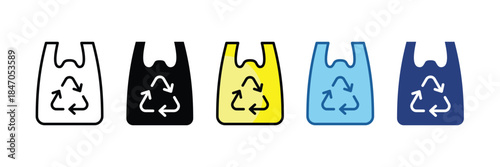 Reusable Bag Icon Set Multiple Style Collection