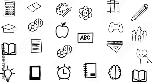 Hand Drawn School and Education Icons Collection learning