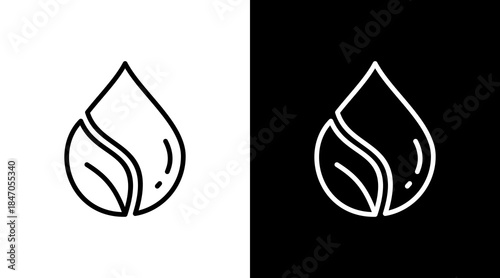Water Drop Leaf White Icon Set Design