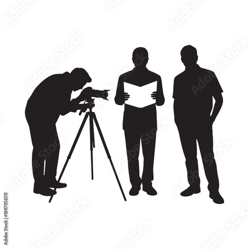 Silhouette of a photographer subject and assistant during a photoshoot session