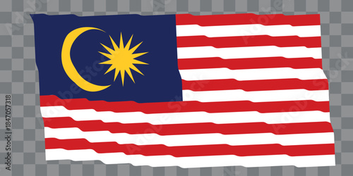 Flag of Malaysia. Malaysian national symbol in official colors. Template icon. Vector background. Fluttering effect.