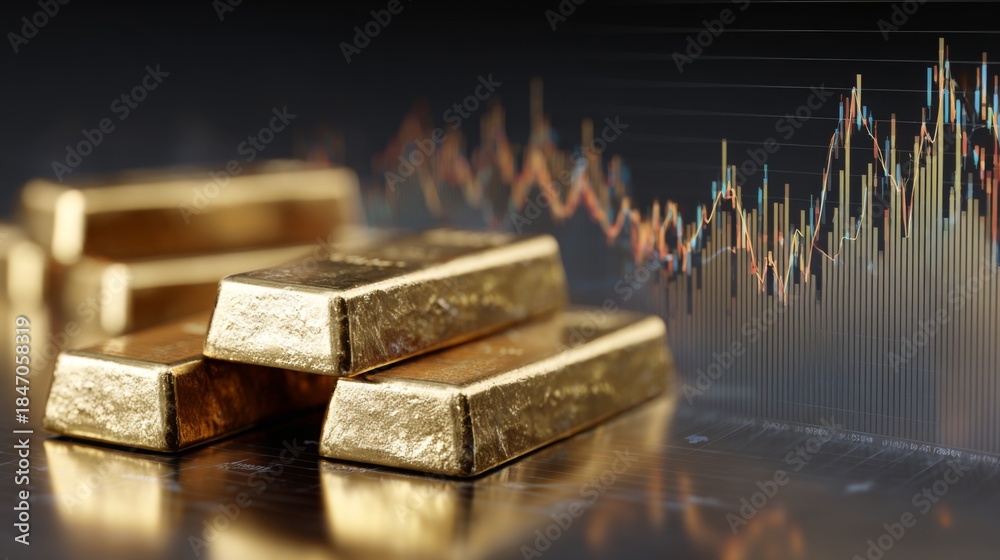 custom made wallpaper toronto digitalGold Bars on Stock Market Background with Financial Graph Displaying Trend and Fluctuations in Commodity Value for Investment and Trading Concepts