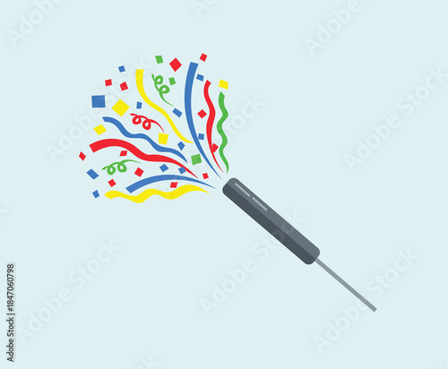 A colorful illustration of a cable with wires and confetti