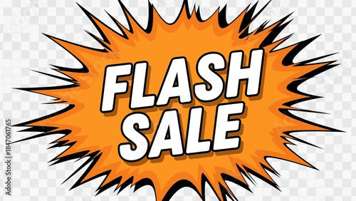 Vibrant orange flash sale sign with white text