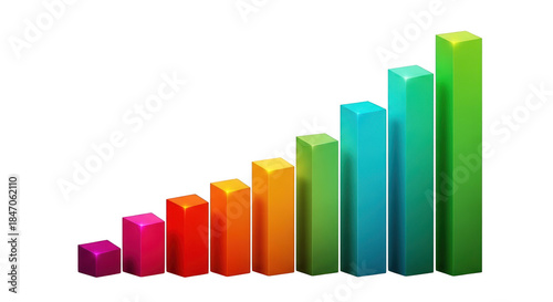 Free Download Colorful 3d bar chart showing upward trend and growth on a black canvas - GFXLoad