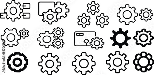 Gear setting icon set. Cog wheel icon. Gear wheel icon. Gear setting icon collection