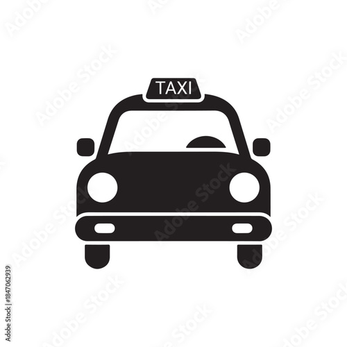 Minimalist Taxi Car Icon – Simple Cab Transportation Symbol for Travel, Ride Service, City Transport, and Public Service Design.