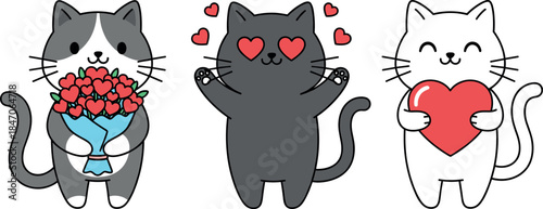 Abstract Vector Illustration of a Cute Black Cat Character