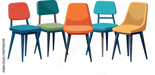 Colorful Plastic Chairs Isolated on White Background for Modern Interior and Furniture Design