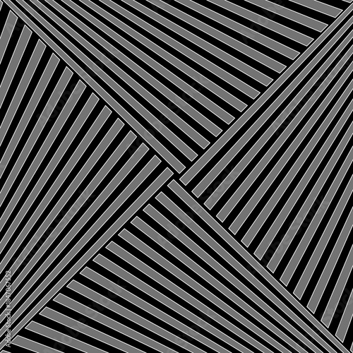 Diagonal striped illustration. Repeated grey slanted lines on black background. Surface pattern design with linear ornament. Disco lights motif. Stripes wallpaper. Angle rays. Pinstripes vector art