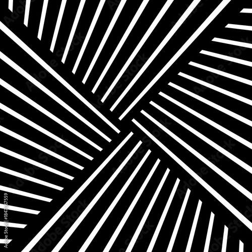 Diagonal striped illustration. Repeated black slanted lines on white background. Surface pattern design with linear ornament. Disco lights motif. Stripes wallpaper. Angle rays. Pinstripes vector art