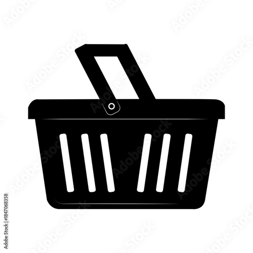 Shopping basket. Basket for supermarkets and stores. Shopping basket for carrying goods while shopping. Basket with handle.