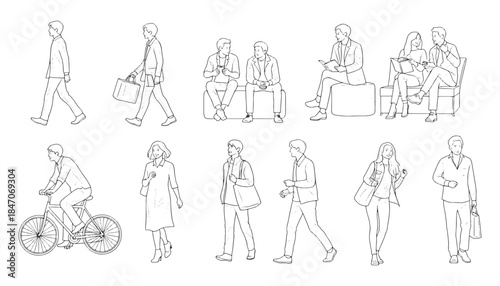 Vector People in Lines – Digital Architecture & Urbanism Model Illustration