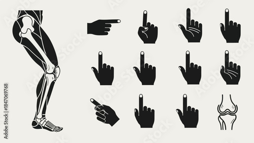 Human anatomy and gestures illustrative medical and interactive design