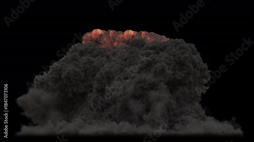 The explosion of a military explosives or flammable with a strong smoke.