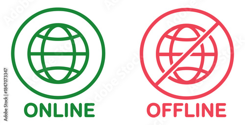 online offline internet connection icon set