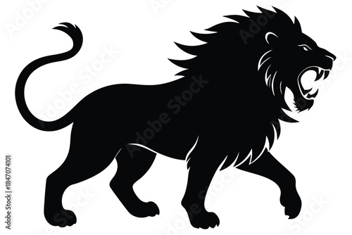 roaring lion  vector icon silhouette