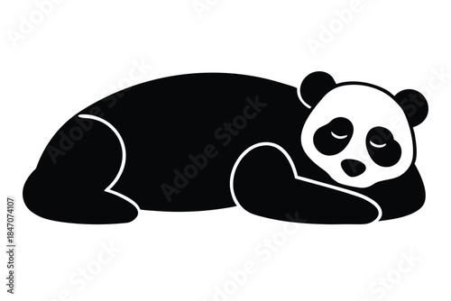 resting panda  vector icon silhouette