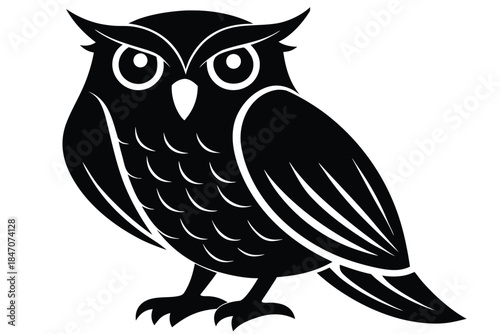 perching owl vector icon silhouette
