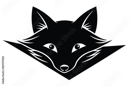 peeking fox vector icon silhouette