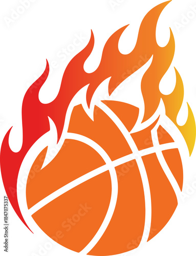 Basketball Fire Flames Logo Sports Team Hot Ball Vector