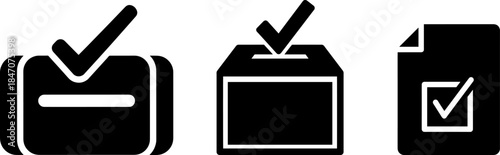 Election Voting Icons Set Ballot Box Registration Checkbox Vector